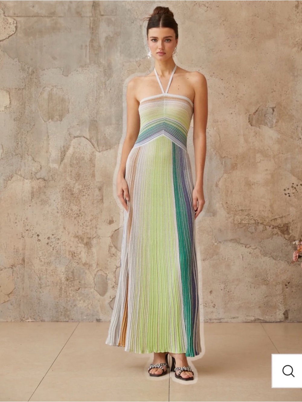 Miss Rosier Multi-Color Halter Stripe Maxi Dress